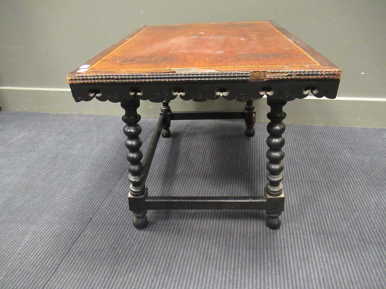 A Moorish style occasional table, the rectangular top above four bobbin turned supports 51 x 75 x - Bild 3 aus 9