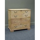 A 19th century pine chest with hinged top and drawers under 96 x 98 x 50cm