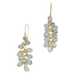 A pair of aquamarine ear pendants,