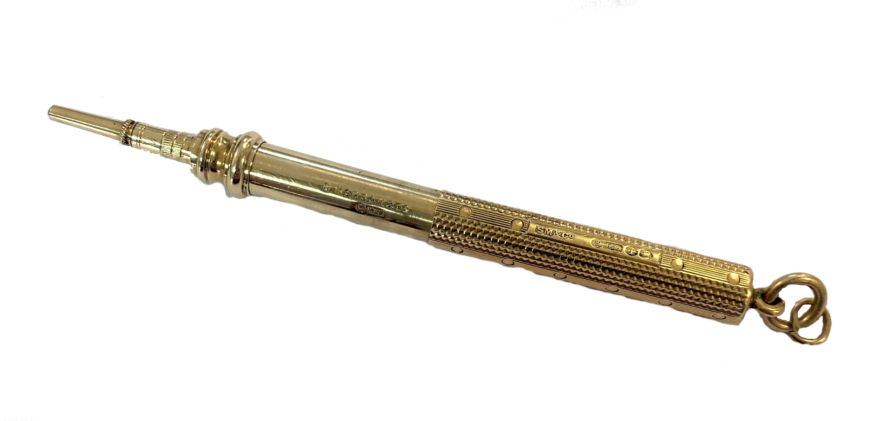 A 15ct gold propelling pencil, mark of Sampson Mordan & Co,