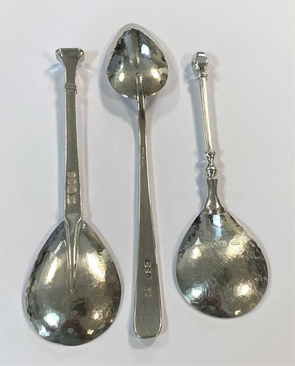 Three 20th century silver conserve spoons, mark of Guild of Handicraft, - Image 3 of 6