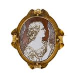 A large Victorian shell cameo brooch,