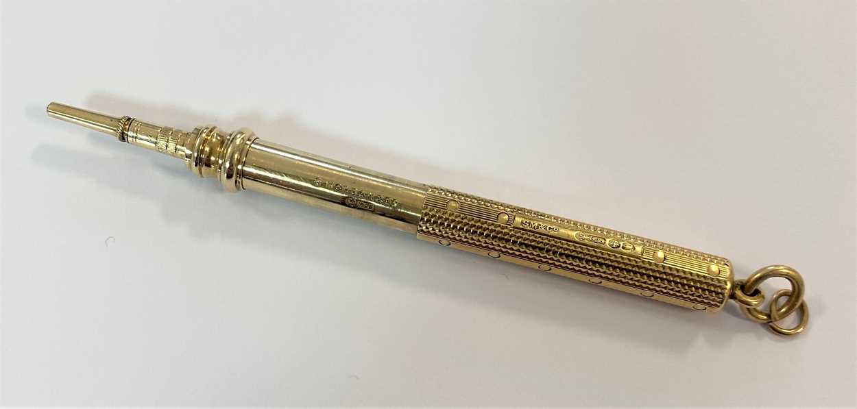A 15ct gold propelling pencil, mark of Sampson Mordan & Co, - Image 7 of 7