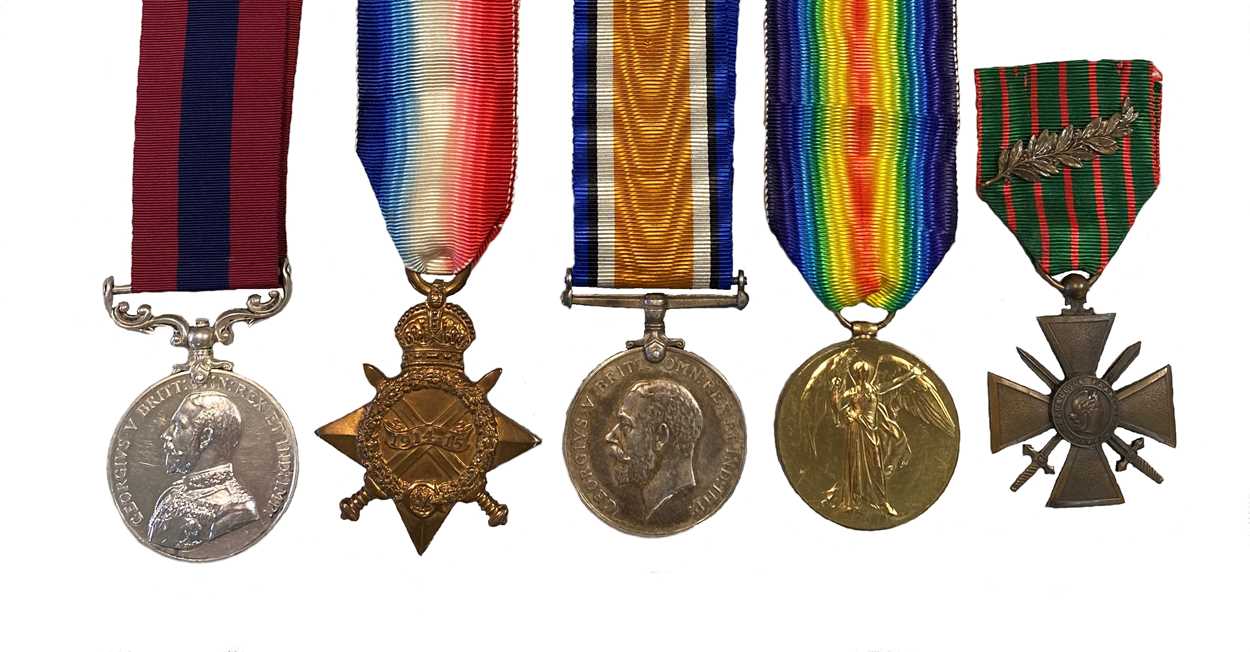 A WW1 medal trio together with a Distinguished Conduct Medal and Croix de Guerre avec Palme, - Image 2 of 7