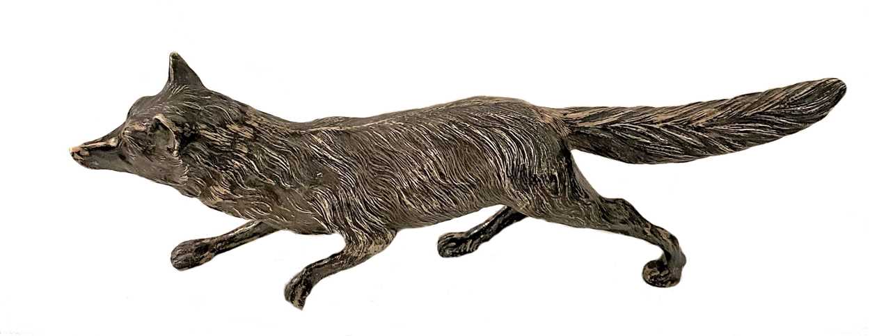 An early 20th century German metalwares silver table decoration in the form of a running fox, - Image 2 of 8