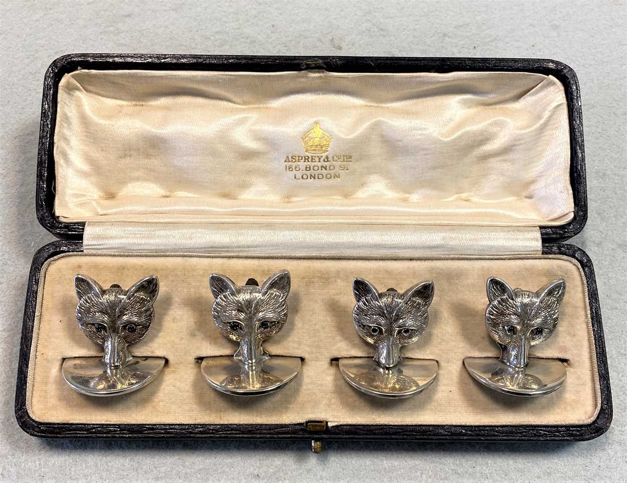 Four George V silver novelty menu holders, mark of Sampson Mordan & Co, retailed by Asprey, - Image 8 of 8