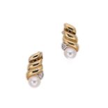 A pair of cultured pearl ear studs,