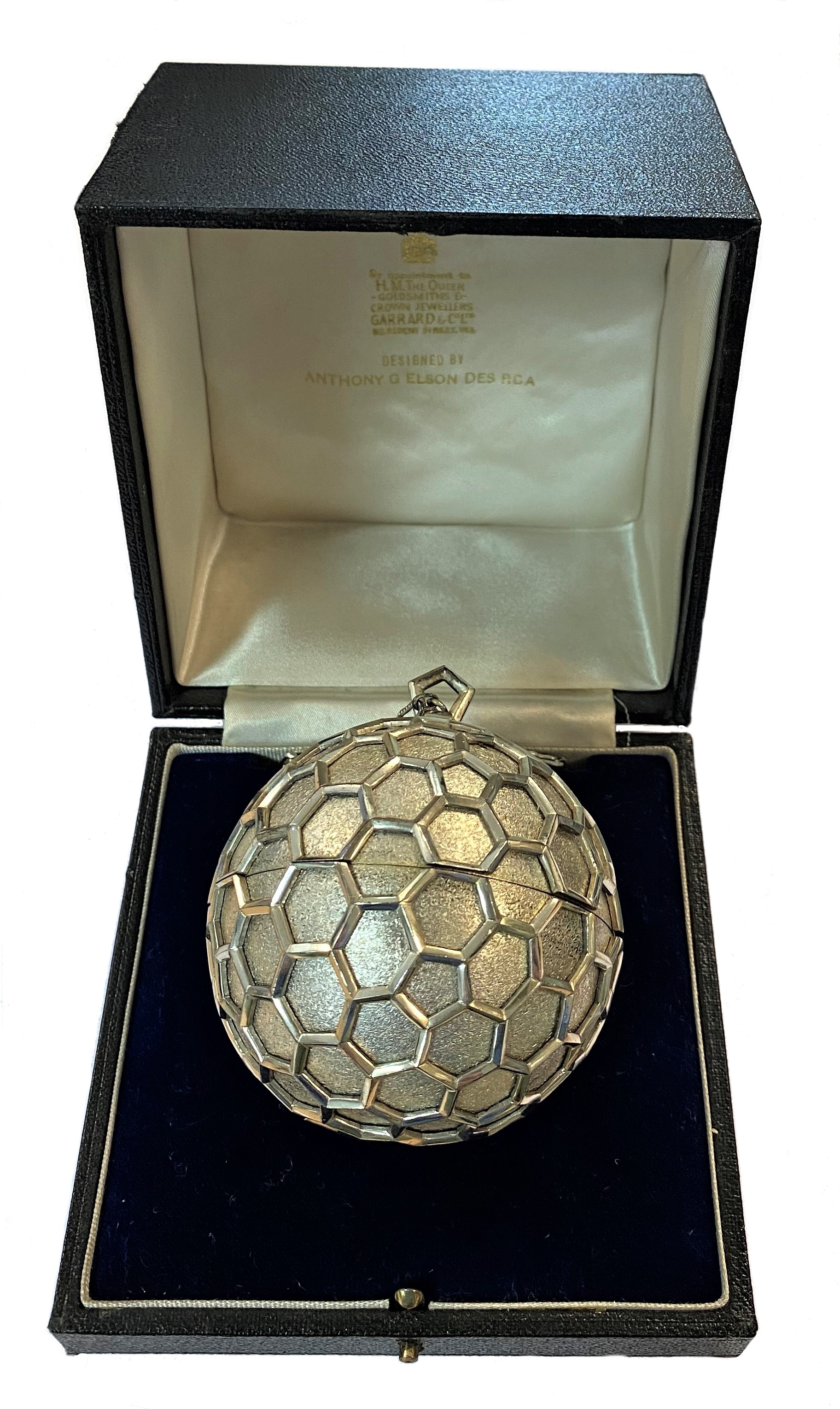 A late 20th century silver pomander designed by Anthony Elson RCA, mark of Garrard & Co Ltd.,