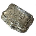 A continental metalwares silver table snuff box,