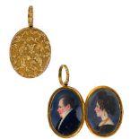 A Georgian portrait miniature hinged locket,