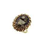 A smokey quartz single stone ring,