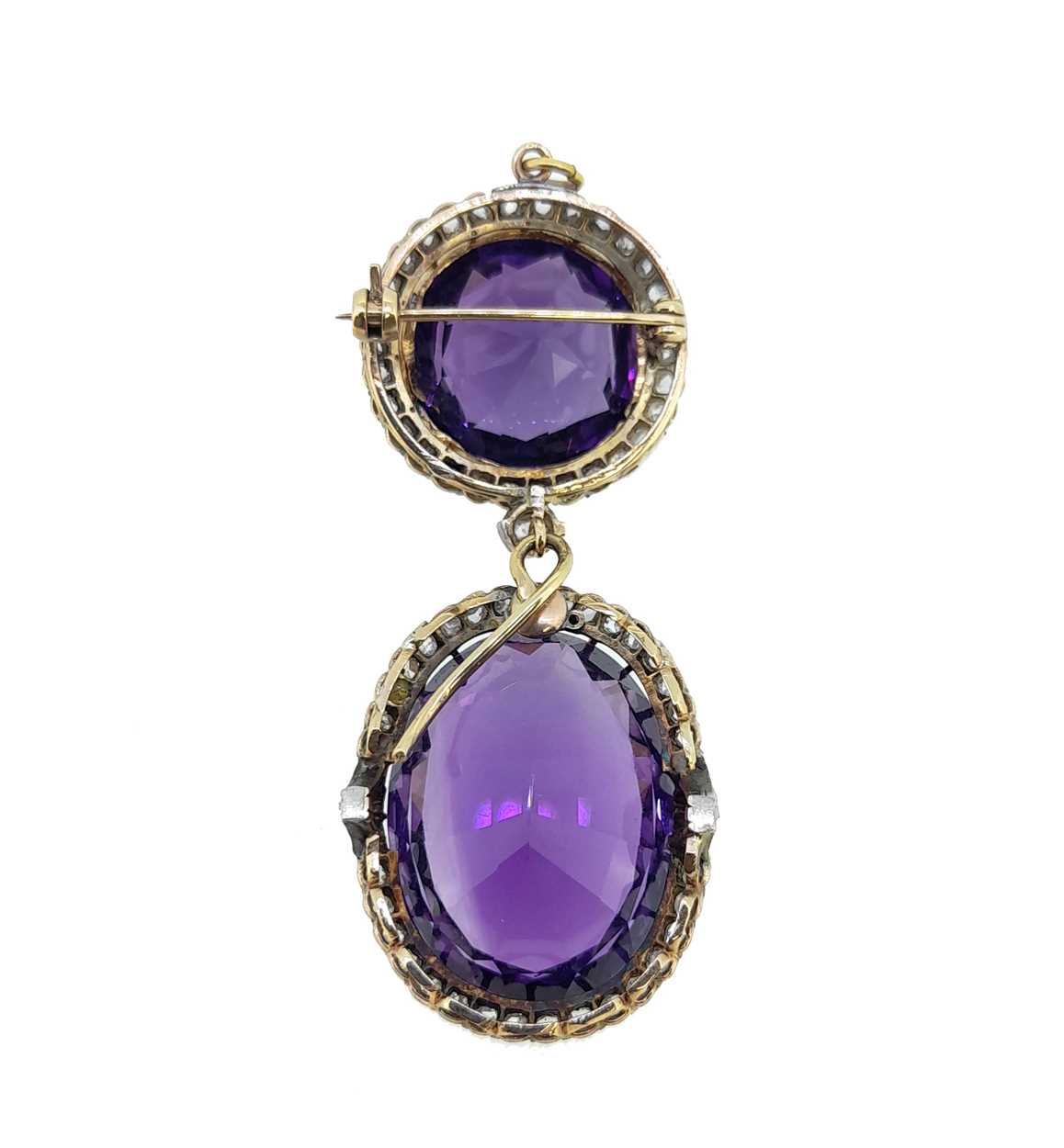 A Victorian amethyst and diamond pendant/brooch, - Image 2 of 2