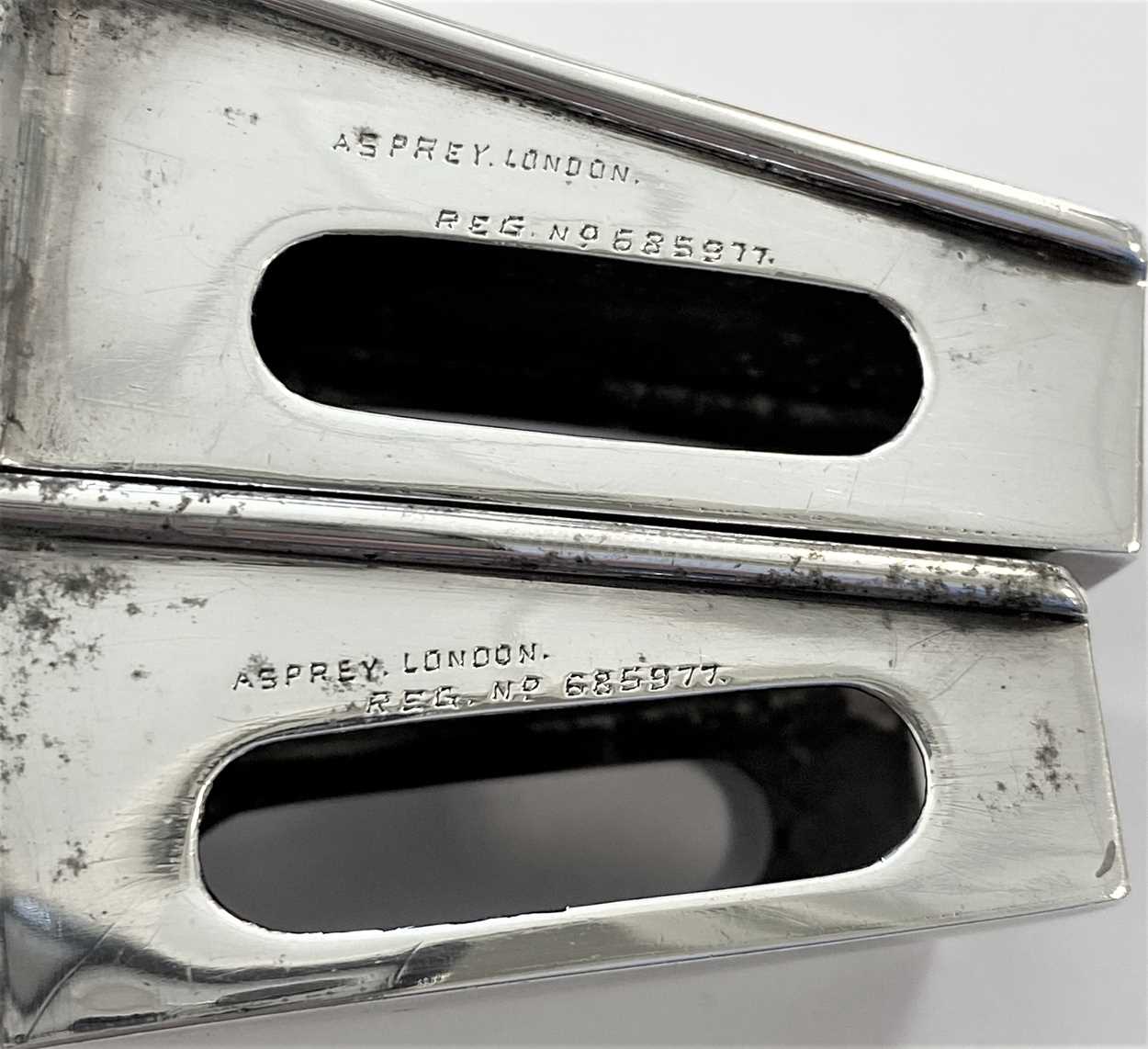 A pair of George V silver combination matchbox holder and ashtrays, mark of Asprey, - Image 2 of 6