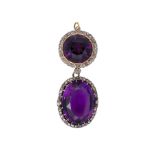 A Victorian amethyst and diamond pendant/brooch,