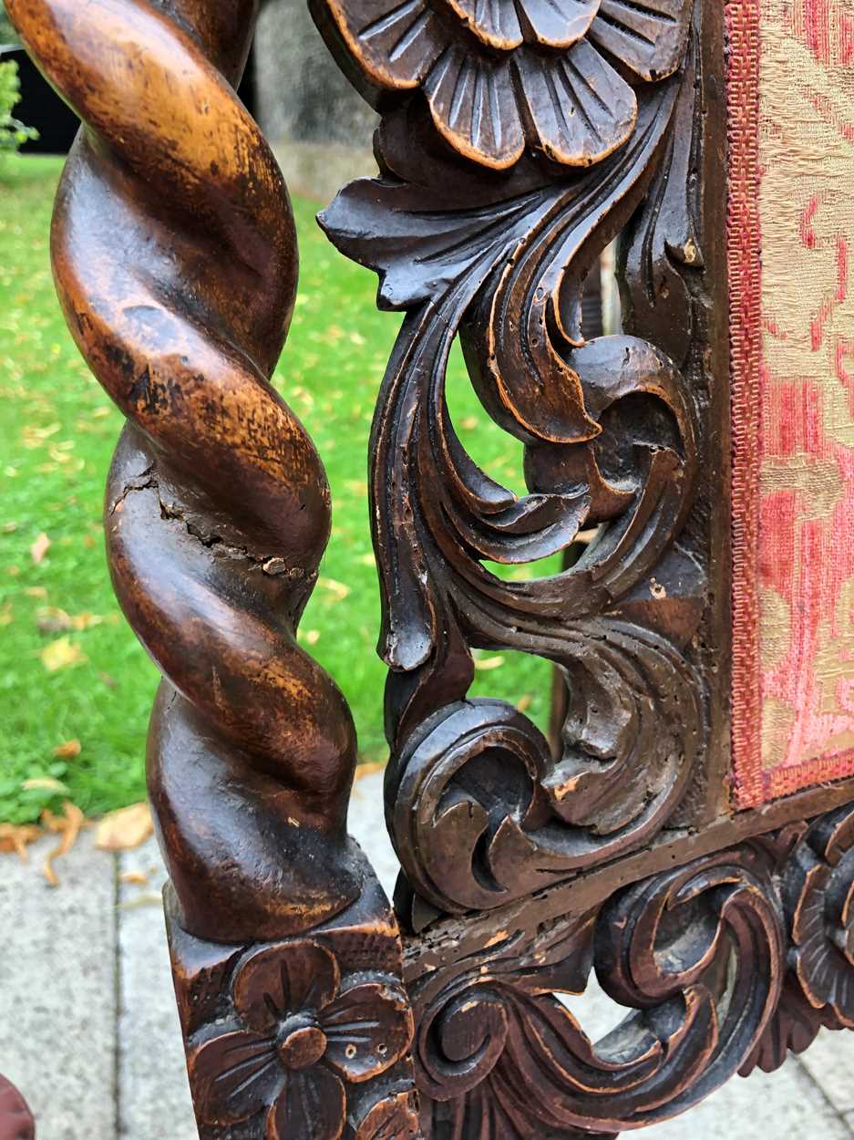 A matched set of six Charles II walnut dining chairs, - Image 5 of 7