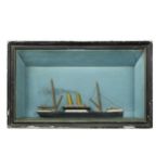 A maritime diorama of a steam ship,