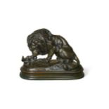Antoine-Louis Barye (French, 1796–1875), Lion au Serpent No. 1,