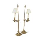 A pair of adjustable brass dressing table lamps, early 20th century,