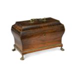 An rosewood tea caddy, early 19th century,