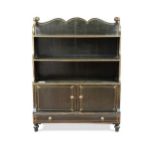 A black painted and gilt lined waterfall bookcase, 20th century,