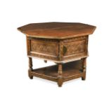 A Charles II oak credence table, late 17th century,