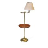 A mahogany and brass adjustable floor lamp, 20th century,