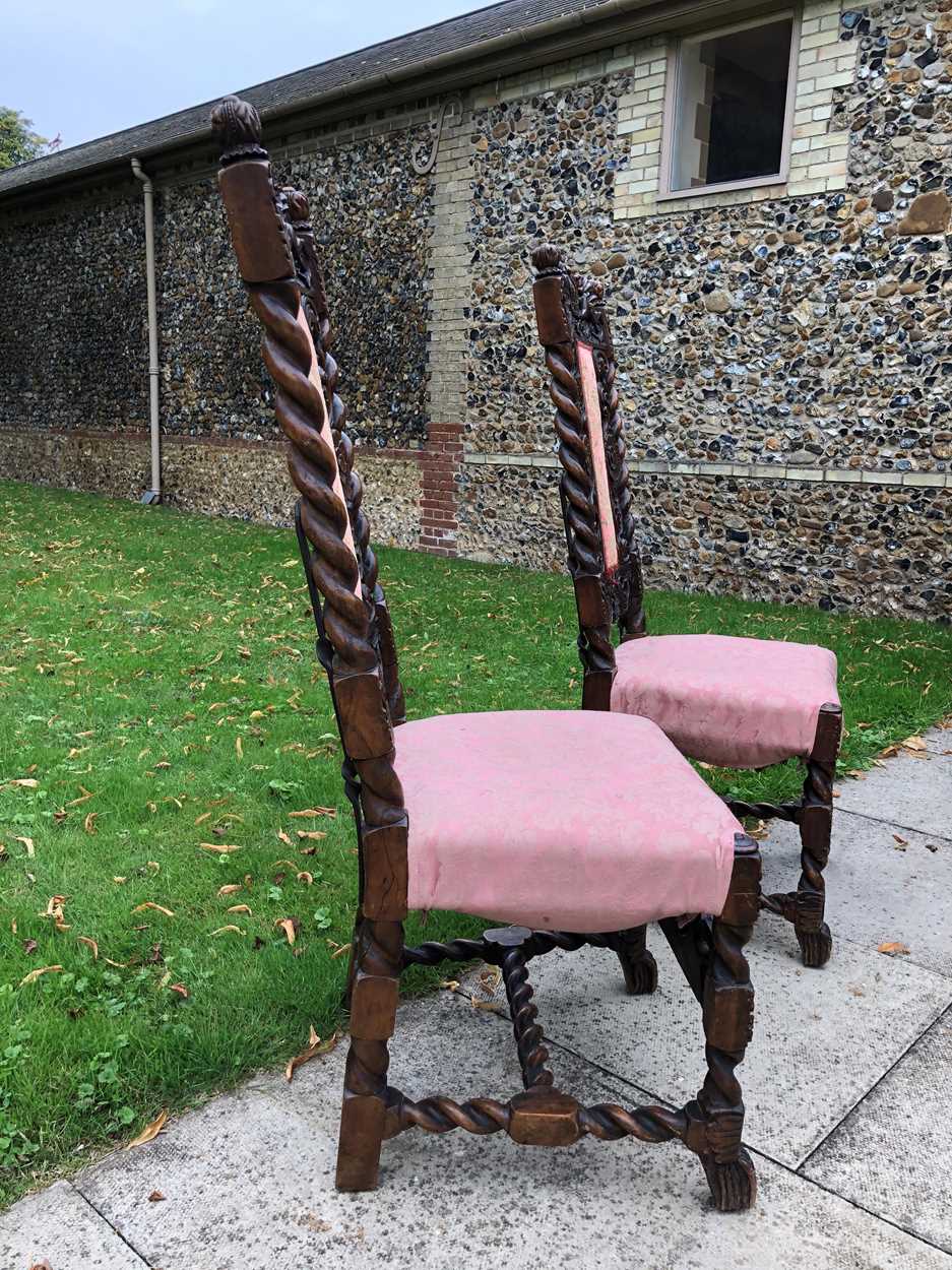 A matched set of six Charles II walnut dining chairs, - Image 4 of 7