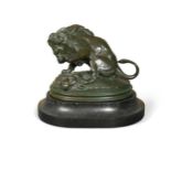 Antoine-Louis Barye (French, 1796–1875), Lion au Serpent No. 3,