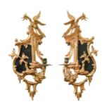 A pair of giltwood girandoles, 18th century,