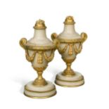 A pair of gilt mounted marble cassolettes, 19th century,