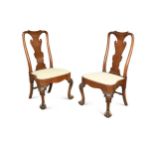 A pair of George II walnut side chairs,