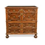 An oak and laburnum veneered chest of drawers, late 17th century,