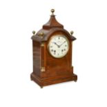 A mahogany and inlaid mantel clock by Dent, 20th century,