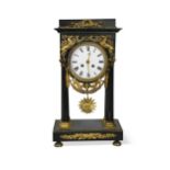 An Empire style gilt metal mounted black marble mantle clock, late 19th century,