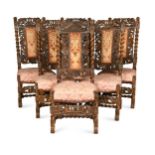A matched set of six Charles II walnut dining chairs,