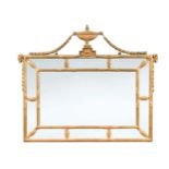 A carved and gilt wood over mantle mirror, 19th century,