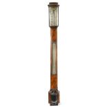 An Irish bowfront mahogany stick barometer, early 19th century,