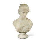 Robert Physick, (English circa 1816-1882), a carved marble bust of Clyte, 1875,