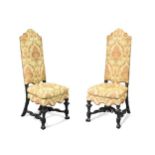 A pair of William and Mary high back side chairs,