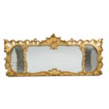 A George III carved giltwood and gesso overmantle mirror, late 18th / early 19th century,