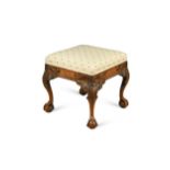 A George I style mahogany stool, early 20th century,