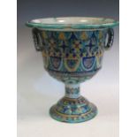 A Fez pottery two-handled pedestal vase, 35cm high