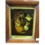 Victorian oil by E. Horton, a reverse print on glass “Domestick happiness” with one other