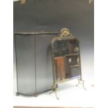 A small spark guard, 84 x 52 x 16cm and a firescreen with a miror to one side (2)