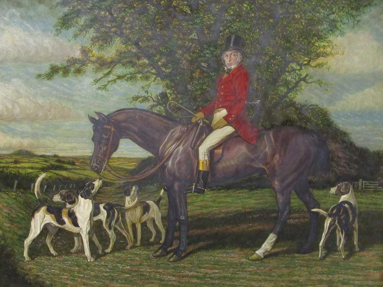 Modern British School, after Henry Alken A Huntsman with hounds oil on canvas 59 x 73cm