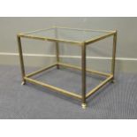 A brass lacquered and glass coffee table, 46 x 66 x 48.5cm