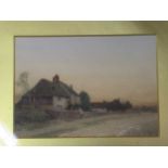 Leopold Rivers (1850-1905) A Cottage on a country lane at dusk, signed 'Leopold Rivers' (lower