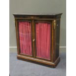 A late 19th century ebonised, banded and inlaid side cabinet, with neo-classical gilt metal mounts