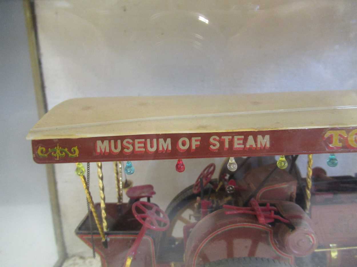 A miniature steam engine in a glazed wooden case and a Hornby model of The Rocket (2) - Image 5 of 8