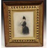 H.J Whitlock 1874, overpainted Photogravure of a woman with a bird, 34 x 27cm (unframed), 50 x
